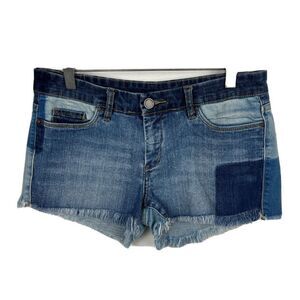 BlankNYC Shorts 29 Blue Patchwork Cutoff Mid Rise Denim Casual Cotton Blend